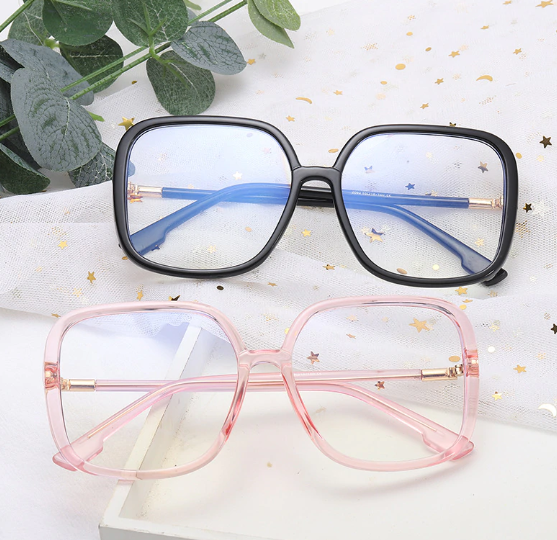 Blue Light Blocking Flat Lens Glasses (Square Frame)